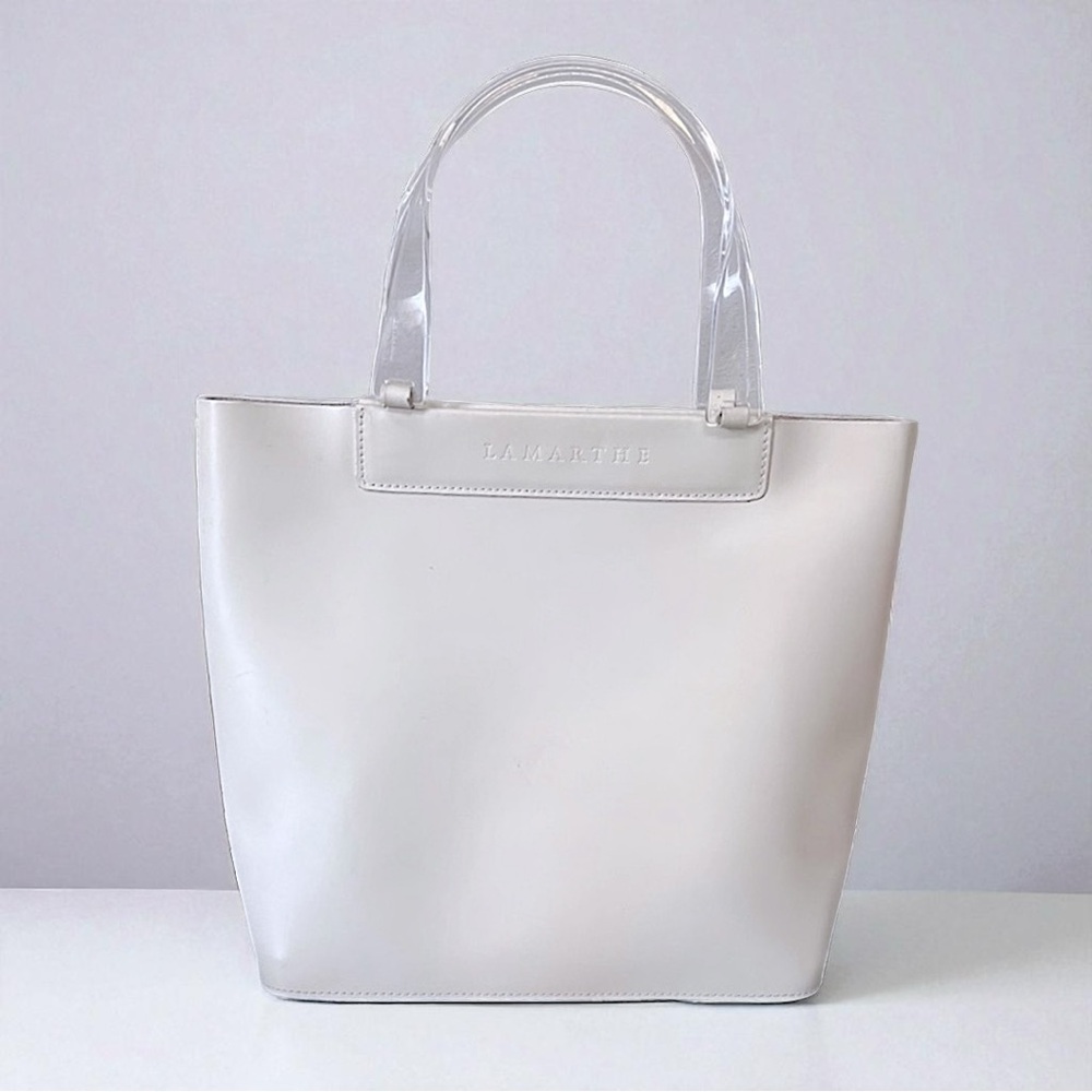 Lamarque Cream Tote with Clear Handles in excellent condition